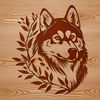 Husky Floral Headband Clip Art A Siberian Husky breed dog with a floral pattern on its head.