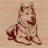 Stylized Siberian Husky Illustration A stylized illustration of a Siberian Husky breed dog lying down.