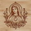 Designing with Devotion Immaculate heart floral motif designed as vector art for digital and craft applications.