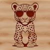A large, spotted feline animal with a distinctive black and yellow coat pattern.