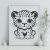 Sleek Feline Design SVG File A sleek big cat with distinctive spots, suitable for vector design and laser cutting applications.