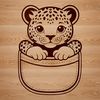 A majestic big cat peeking out from behind a tree, created as a vector design suitable for various applications.