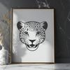Jaguar Head Vector Art Design A detailed illustration of a jaguar's head, designed as vector art for easy editing and customization.