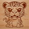 Distinctive Feline Face A close-up illustration of a jaguar's face, featuring distinctive spots and whiskers.