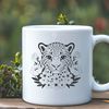 Whimsical Jaguar Silhouette Illustrative vector design of a big cat, specifically a jaguar, in a simple floral-inspired style.