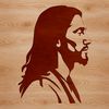 Gentle Smile Jesus SVG Art A detailed illustration of Jesus in a serene expression with a gentle smile.