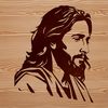 Image of a stylized illustration of Jesus' head, suitable for vector art and digital designs.