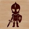 A medieval-inspired knight illustration with armor and sword, created as a vector graphic.