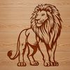 A standing lion in its natural habitat, a big cat with a powerful presence.