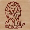 A simple line drawing of a sitting lion, a common safari animal from the wild.