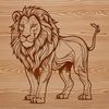 Bold Lion Illustration Vector A regal lion standing upright on its hind legs, depicted in a bold illustration style.