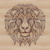 A majestic lion's head, detailed with intricate lines and textures, suitable for various graphic design projects.