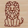 Wild Roar Design A large feline mammal sitting on its haunches, depicted in a simple vector design.