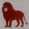 A majestic standing lion in a natural habitat, suitable as vector art for various designs.