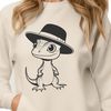 Colorful Reptile in Chapeau A colorful illustration of a reptile wearing a hat, suitable for vector art and commercial use.