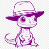 Lizard Wearing a Charming Hat A digital illustration of a lizard wearing a hat, suitable for vector art design.