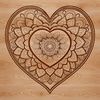 A intricate mandala design featuring a heart shape, suitable for vector art and cutting machine projects.