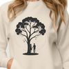 Intertwined Love Tree Symbolism A stylized illustration of two intertwined trees with roots embracing each other, symbolizing love and connection.