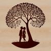 Couple's Tree Design An ornate tree design featuring a couple embracing under its foliage, representing the bond between lovers.