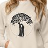 Tree of Eternal Love Illustrated illustration of a tree with embracing figures, representing love and affection.