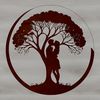 Couples Tree Adorned with Embracing Hearts A stylized illustration of a tree adorned with couples embracing and kissing in its branches.