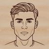 Scalable Man Icon Design An SVG graphic representation of a man designed with scalable lines and curves.