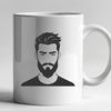 Scalable Male Silhouette with Facial Hair An outline of a man with facial hair, designed as a scalable SVG image suitable for various digital applications.