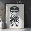 Vector Military Portrait A military man in uniform, depicted as a simple vector illustration suitable for various uses.