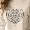 Beautiful Vector Art Heart Shape A colorful mandala design featuring a heart shape, suitable for digital use as an SVG file.
