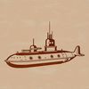 Military Submarine Design Illustration A detailed illustration of a military-style submarine with its propellers and hull visible.