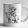 Monkey Pig Vector Illustration A digital illustration of a monkey-pig hybrid animal created in vector format for graphic design use.