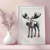 Majestic Moose Illustration Vector Art An illustration of a majestic moose in vector format suitable for various design applications.