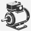 Modern Electric Motor Vector Illustration An illustration of a high-tech electric motor with moving parts and wires.