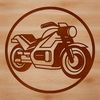 Vector graphic representation of a motorbike in a detailed style.