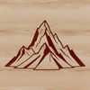 An SVG graphic representation of a three-dimensional mountain silhouette.