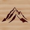 Illustrated mountain landscape with rugged peaks and valleys, suitable for vector design and digital cutting.