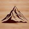 An outline map of a mountain range suitable for cutting or laser engraving projects.