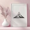 A detailed illustration of a mountain landscape.