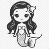 An illustrated mermaid mythological creature with flowing hair and tail.