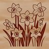 Daffodil Flower Clip Art A simple illustration of a daffodil flower in full bloom against a green stem.