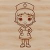 A female nurse in a professional setting, suitable for vector art and design.