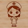 A digital representation of a female nurse in vector format, suitable for various design applications.