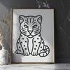 Wild ocelot sitting in a natural environment, represented as a vector graphic.