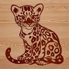 Wild Cat Silhouette Illustration A close-up illustration of a sitting big cat with distinctive markings.