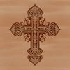 A vector representation of a traditional Christian crucifix with intricate details.