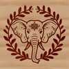 A detailed illustration of an elephant's head with ornate features.