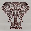 An ornate illustration of a standing elephant, suitable for various design applications.