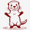 Wildlife Illustration - River Otter Portrait A detailed illustration of a river otter's head and body in vector format.