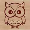 Cute Owl SVG Clip Art Simple line drawing of an adorable owl, suitable for digital designs.