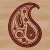A classic paisley pattern design element featuring curved lines and symmetrical shapes, ideal for digital crafting projects.